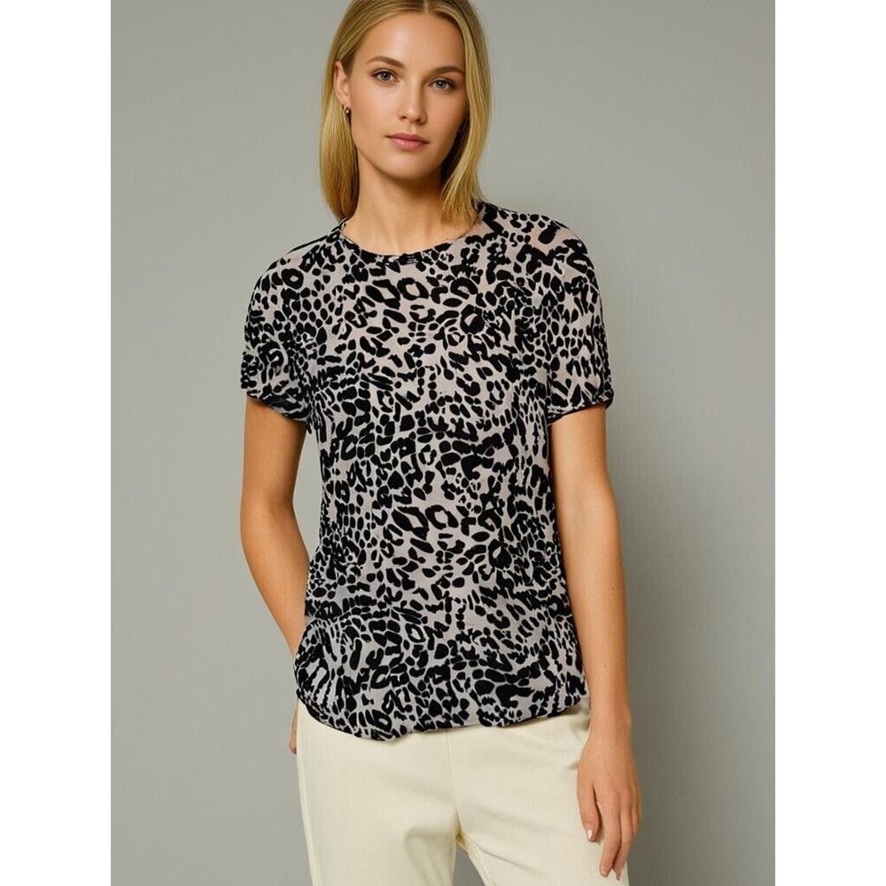 Soft T Shirt Leopard Print Beige Black By New Look Women’s Size 14 UK/Size 10 US